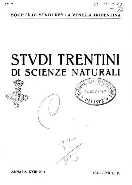 Studi trentini di scienze naturali rivista della Società per gli studi trentini