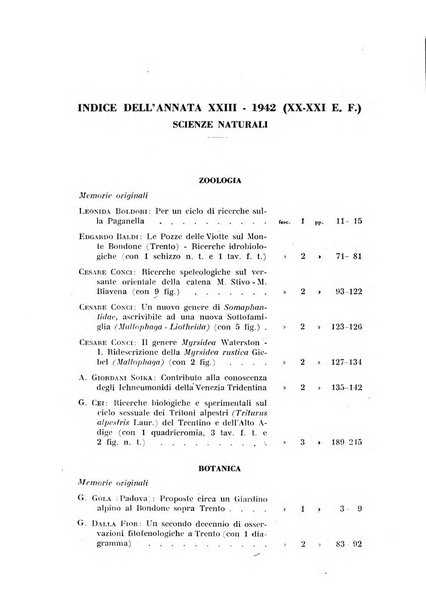 Studi trentini di scienze naturali rivista della Società per gli studi trentini