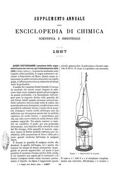 Supplemento annuale alla Enciclopedia di chimica scientifica e industriale colle applicazioni all'agricoltura ed industrie agronomiche ...