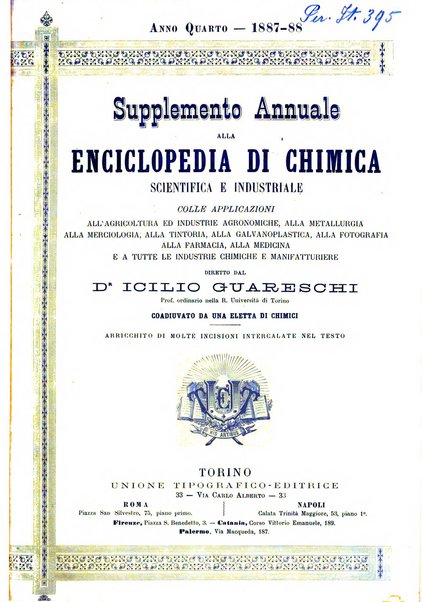 Supplemento annuale alla Enciclopedia di chimica scientifica e industriale colle applicazioni all'agricoltura ed industrie agronomiche ...