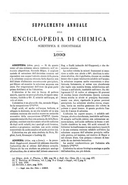 Supplemento annuale alla Enciclopedia di chimica scientifica e industriale colle applicazioni all'agricoltura ed industrie agronomiche ...