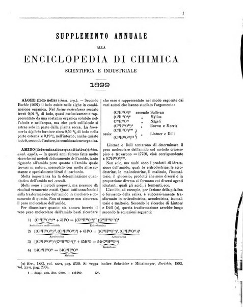 Supplemento annuale alla Enciclopedia di chimica scientifica e industriale colle applicazioni all'agricoltura ed industrie agronomiche ...