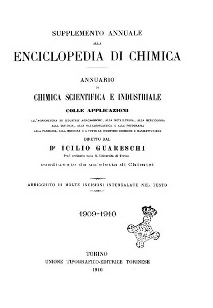 Supplemento annuale alla Enciclopedia di chimica scientifica e industriale colle applicazioni all'agricoltura ed industrie agronomiche ...