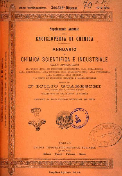 Supplemento annuale alla Enciclopedia di chimica scientifica e industriale colle applicazioni all'agricoltura ed industrie agronomiche ...