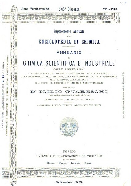 Supplemento annuale alla Enciclopedia di chimica scientifica e industriale colle applicazioni all'agricoltura ed industrie agronomiche ...