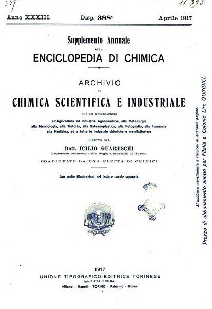 Supplemento annuale alla Enciclopedia di chimica scientifica e industriale colle applicazioni all'agricoltura ed industrie agronomiche ...