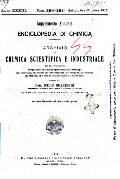 Supplemento annuale alla Enciclopedia di chimica scientifica e industriale colle applicazioni all'agricoltura ed industrie agronomiche ...