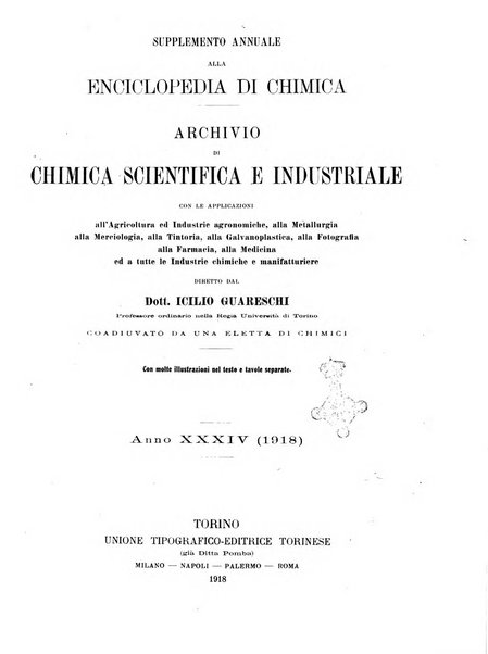 Supplemento annuale alla Enciclopedia di chimica scientifica e industriale colle applicazioni all'agricoltura ed industrie agronomiche ...