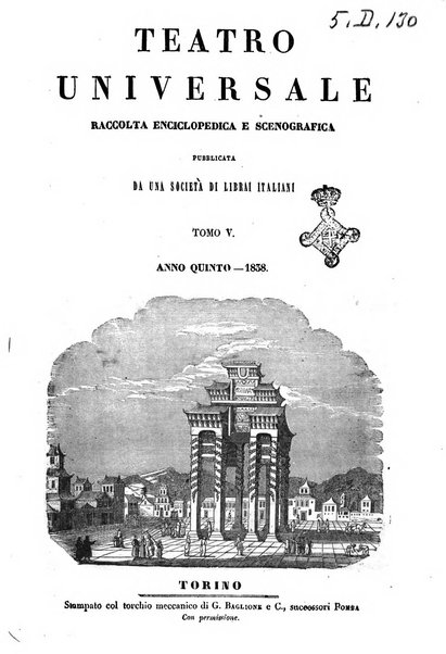 Teatro universale raccolta enciclopedica e scenografica