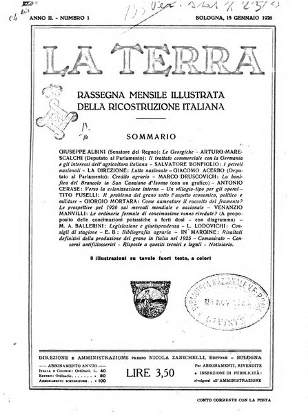 La terra rassegna mensile illustrata della ricostruzione italiana