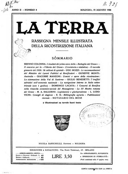 La terra rassegna mensile illustrata della ricostruzione italiana