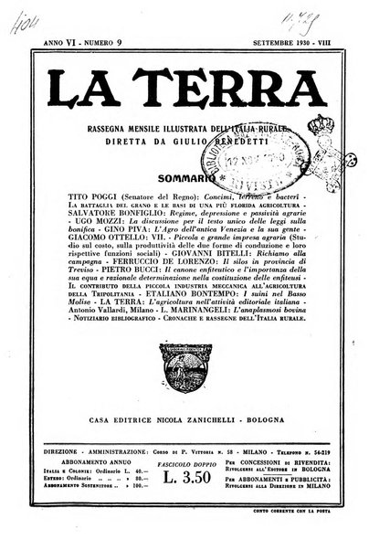 La terra rassegna mensile illustrata della ricostruzione italiana