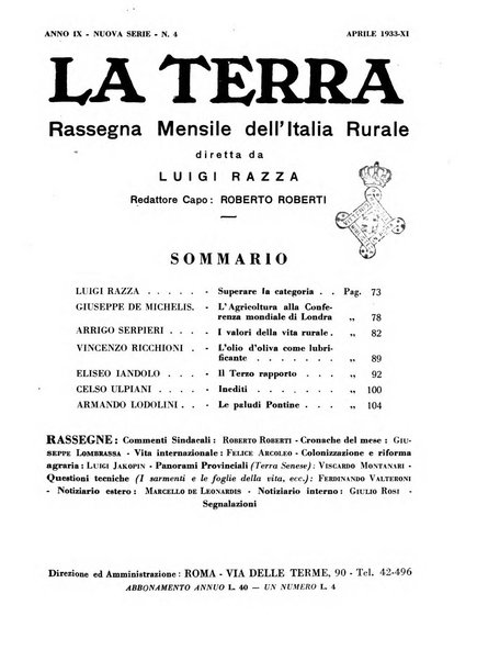 La terra rassegna mensile illustrata della ricostruzione italiana