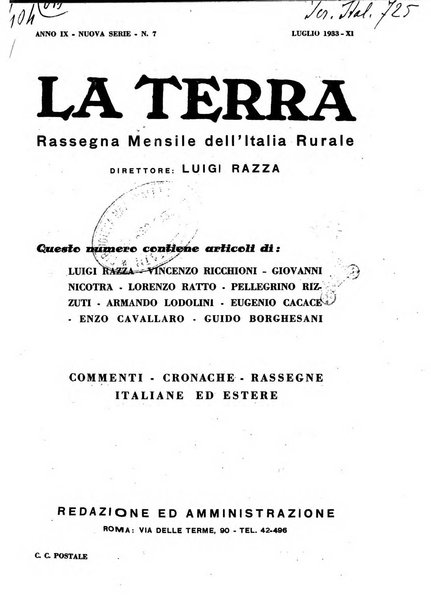 La terra rassegna mensile illustrata della ricostruzione italiana