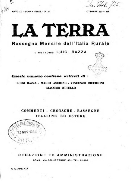 La terra rassegna mensile illustrata della ricostruzione italiana