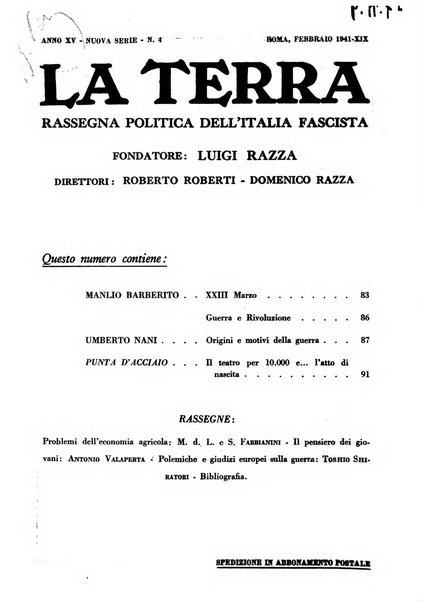 La terra rassegna mensile illustrata della ricostruzione italiana