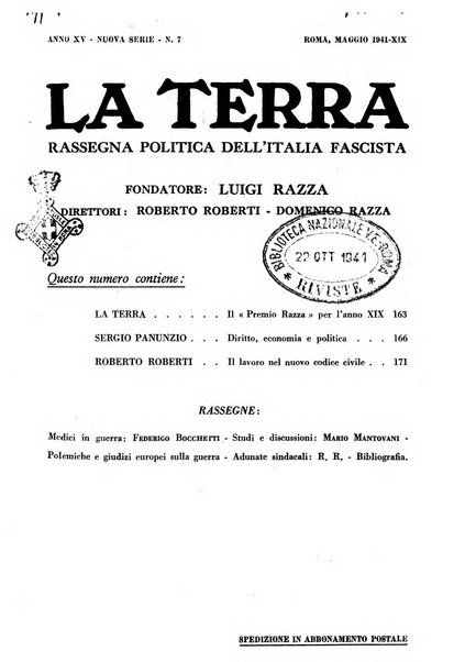 La terra rassegna mensile illustrata della ricostruzione italiana