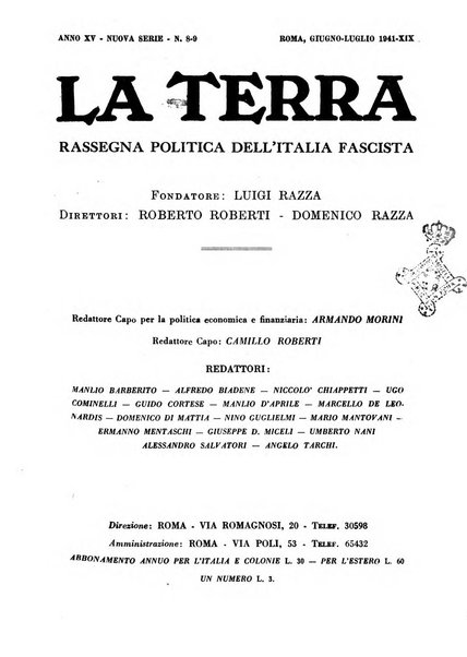 La terra rassegna mensile illustrata della ricostruzione italiana