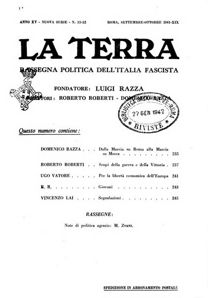 La terra rassegna mensile illustrata della ricostruzione italiana