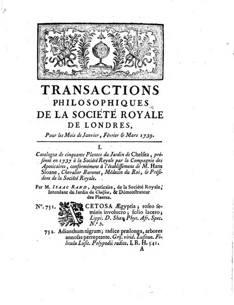 Transactions philosophiques de la Societe royale de Londres..