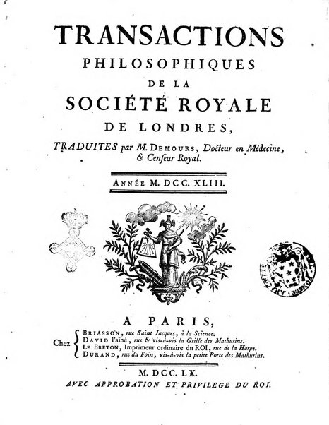 Transactions philosophiques de la Societe royale de Londres..