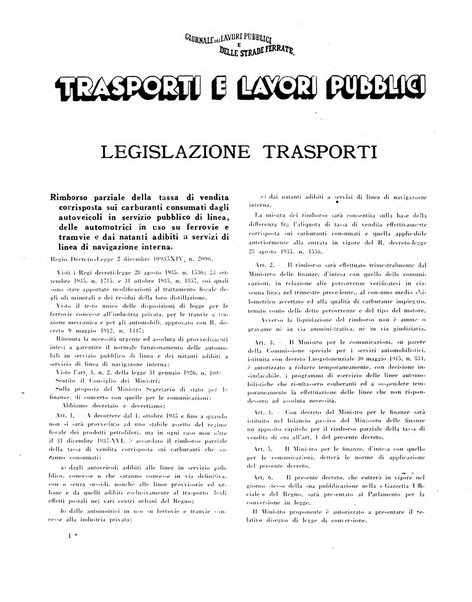 Trasporti e lavori pubblici giornale dei trasporti e dei lavori pubblici