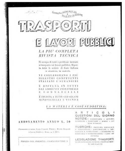 Trasporti e lavori pubblici giornale dei trasporti e dei lavori pubblici