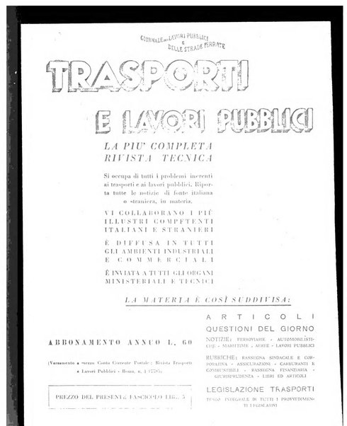 Trasporti e lavori pubblici giornale dei trasporti e dei lavori pubblici