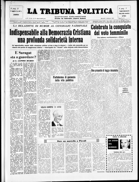 Tribuna politica : quotidiano parlamentare