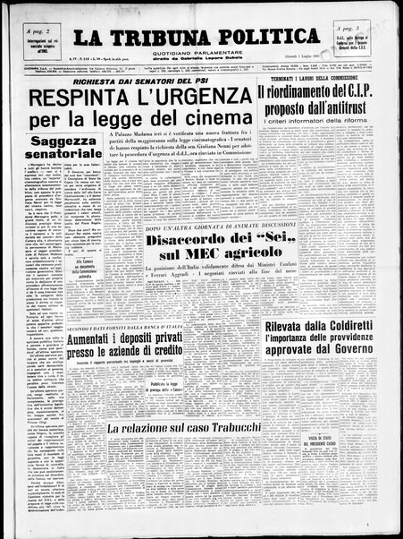 Tribuna politica : quotidiano parlamentare