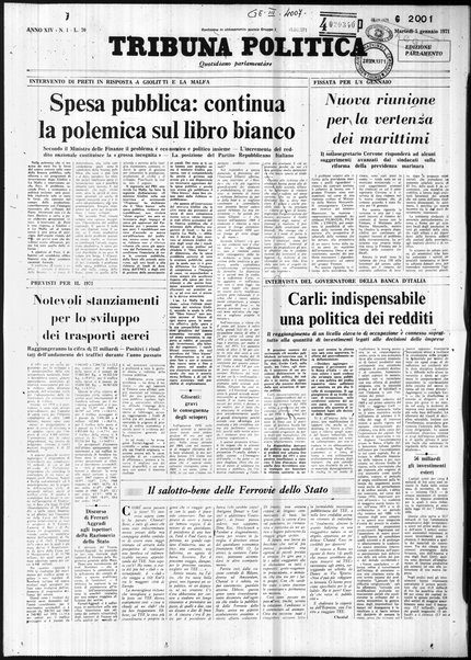 Tribuna politica : quotidiano parlamentare