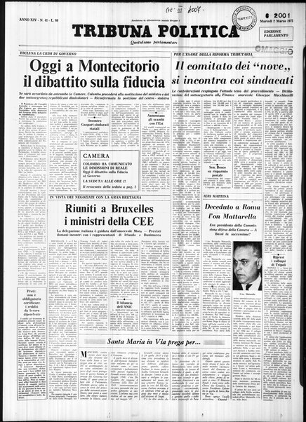 Tribuna politica : quotidiano parlamentare