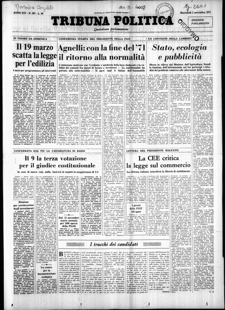 Tribuna politica : quotidiano parlamentare