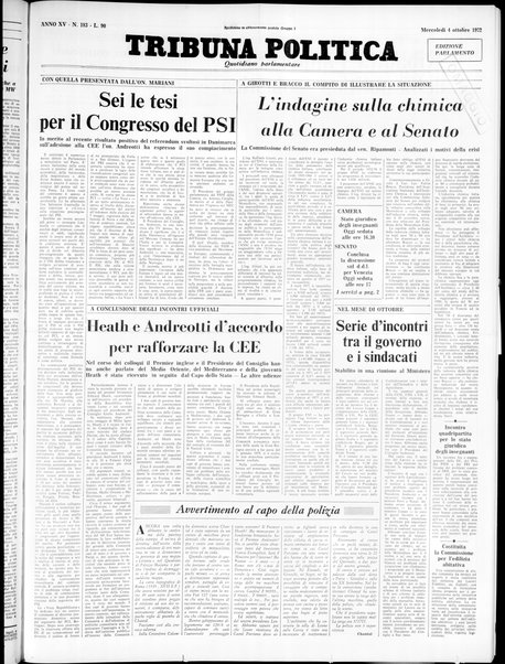 Tribuna politica : quotidiano parlamentare