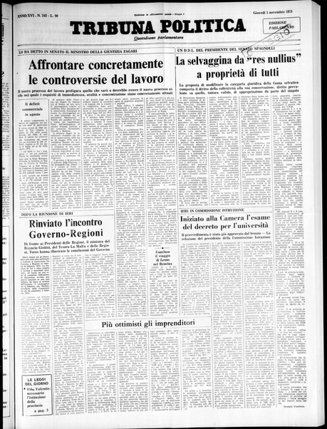 Tribuna politica : quotidiano parlamentare