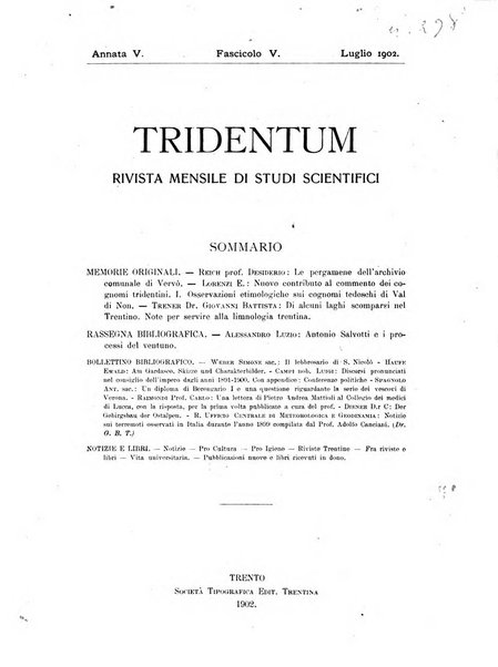 Tridentum rivista bimestrale di studi scientifici