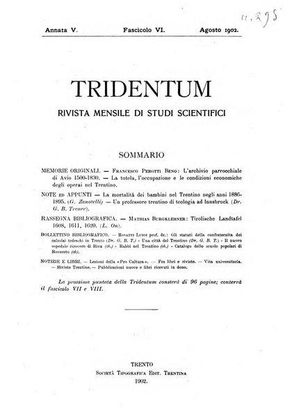 Tridentum rivista bimestrale di studi scientifici