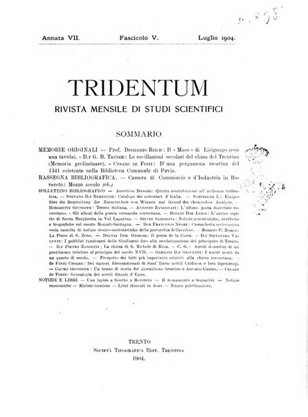 Tridentum rivista bimestrale di studi scientifici