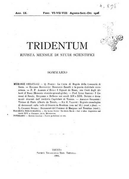 Tridentum rivista bimestrale di studi scientifici