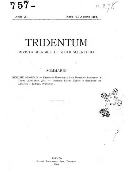 Tridentum rivista bimestrale di studi scientifici