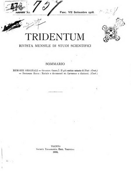 Tridentum rivista bimestrale di studi scientifici