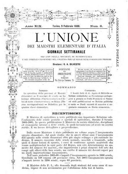 L'unione giornaletto didattico-politico degl'insegnanti primari d'Italia