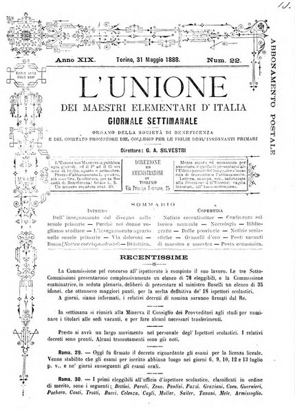 L'unione giornaletto didattico-politico degl'insegnanti primari d'Italia