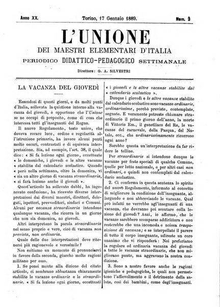 L'unione giornaletto didattico-politico degl'insegnanti primari d'Italia