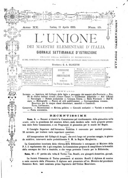 L'unione giornaletto didattico-politico degl'insegnanti primari d'Italia