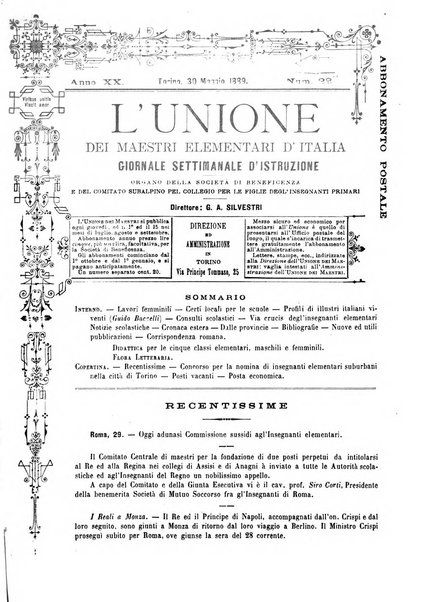L'unione giornaletto didattico-politico degl'insegnanti primari d'Italia