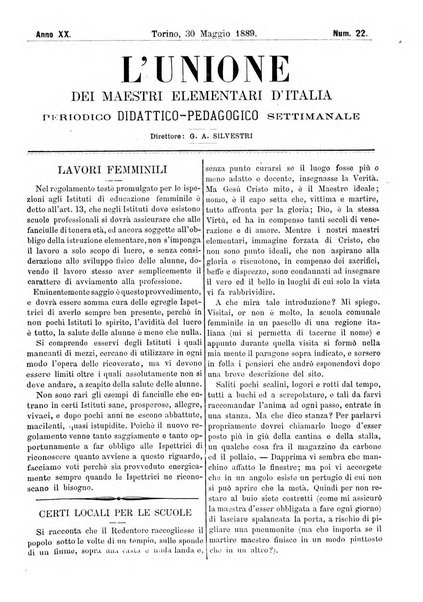 L'unione giornaletto didattico-politico degl'insegnanti primari d'Italia