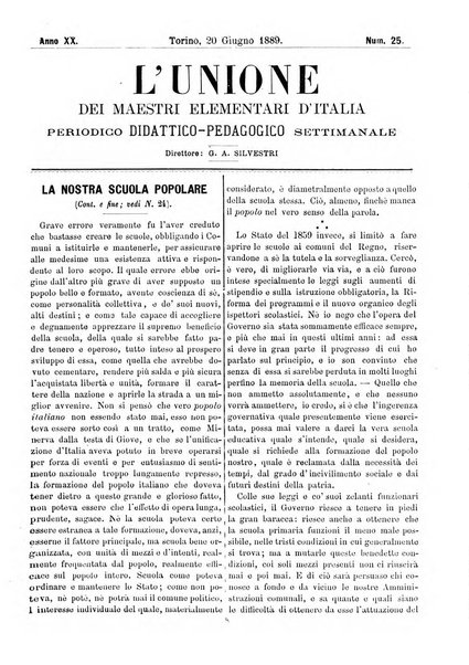 L'unione giornaletto didattico-politico degl'insegnanti primari d'Italia