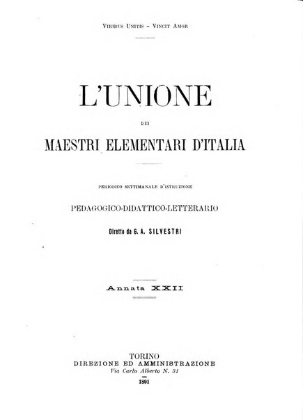 L'unione giornaletto didattico-politico degl'insegnanti primari d'Italia