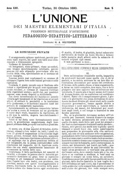 L'unione giornaletto didattico-politico degl'insegnanti primari d'Italia